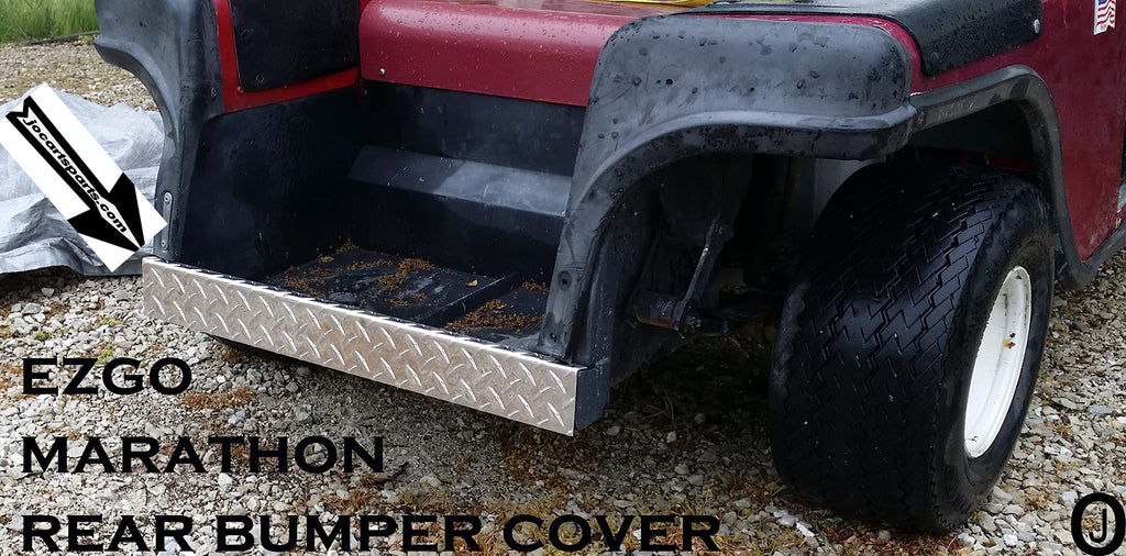 Fits Ezgo Marathon Golf Cart Powder Coated Aluminum Diamond Plate Rear Bumper Cover