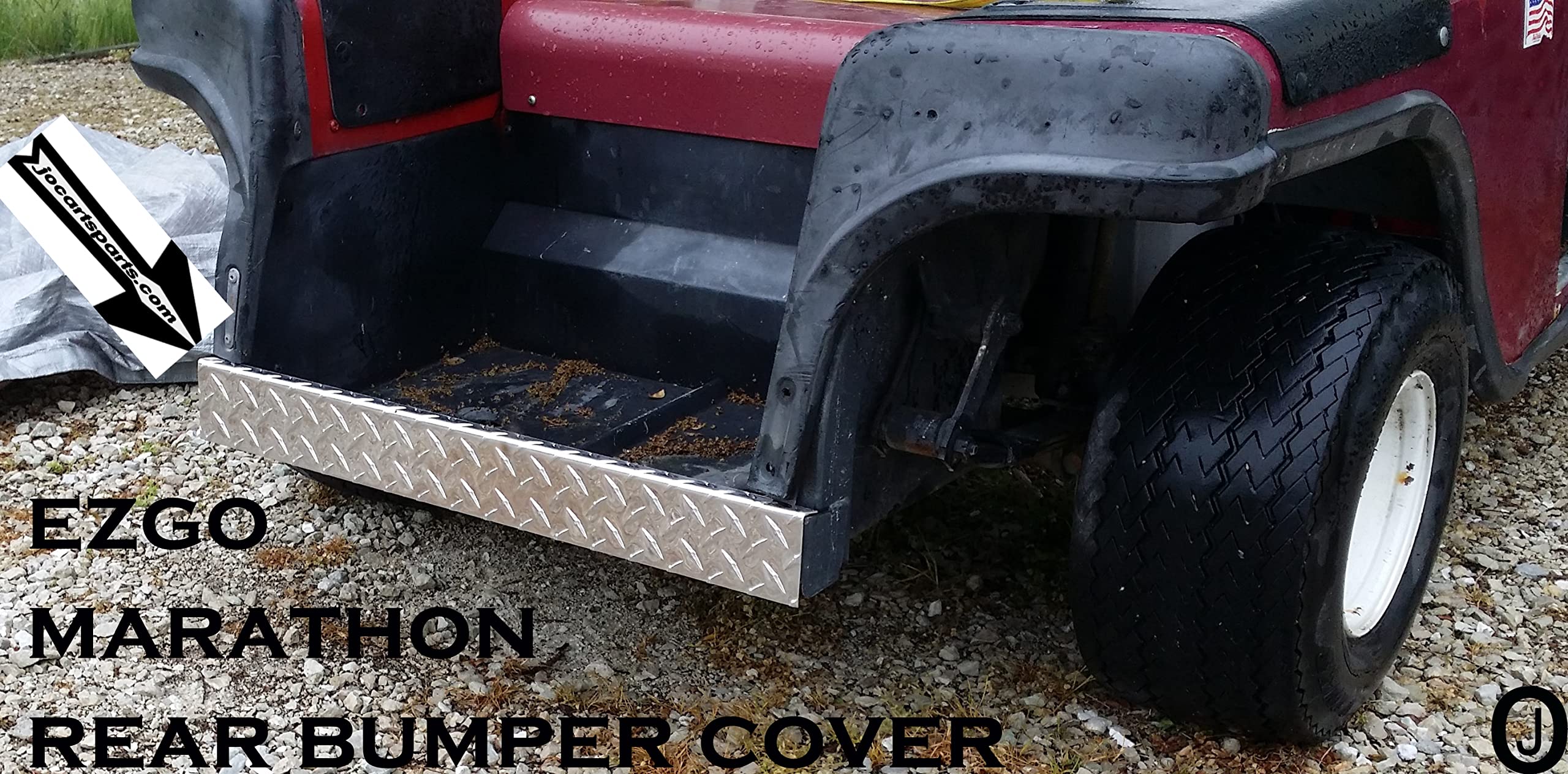 Fits Ezgo Marathon Golf Cart Powder Coated Aluminum Diamond Plate Rear Bumper Cover