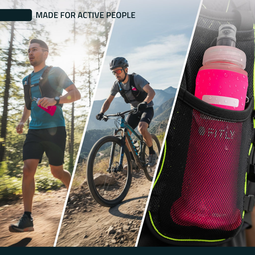 FITLY Soft Flask - 8.5 oz (250 ml) - Shrink As You Drink Pocket Soft Water Bottle for Hydration Pack/Running Vest - Folding Wate