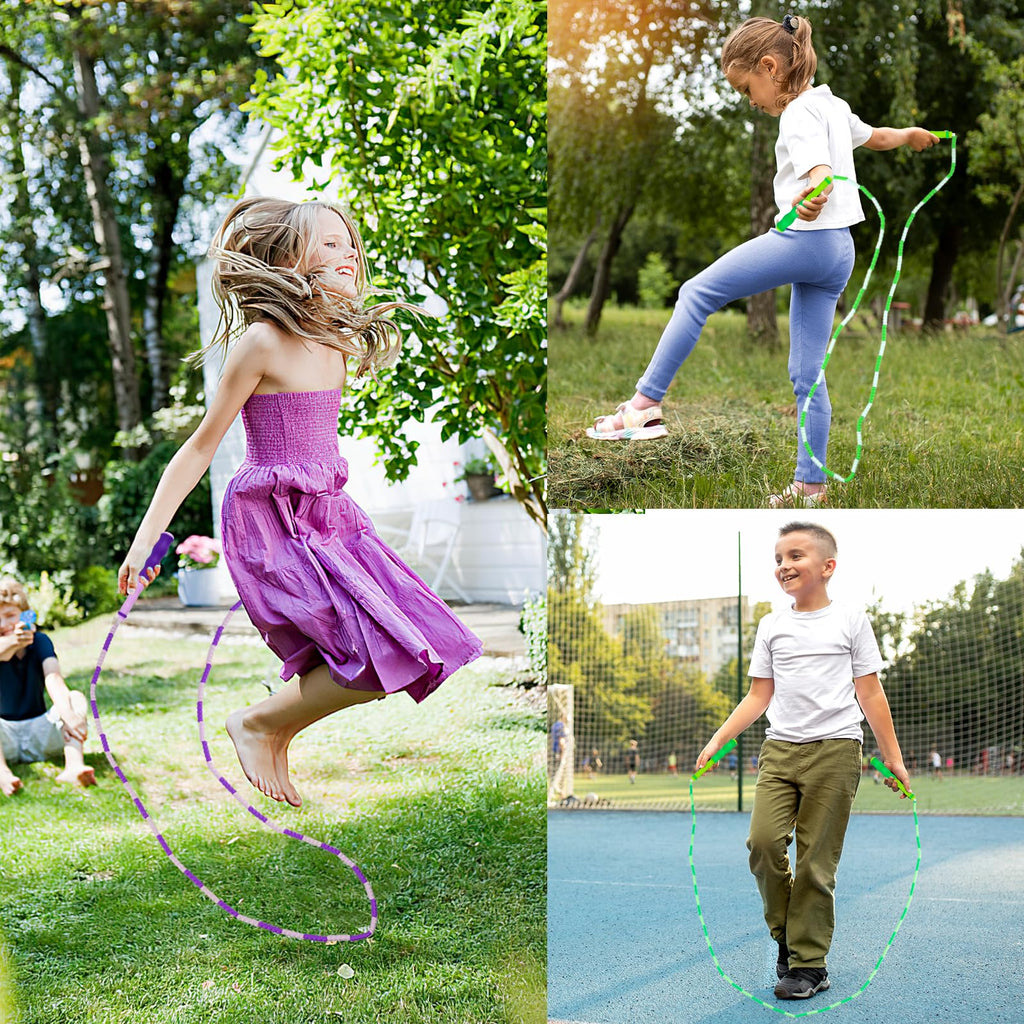 Jump Rope for Kids, Adjustable Jump Ropes for 4 5 6 7 8 10 12, Tangle Free Jumping Rope Age 8-12, Segmented Soft Beaded Skipping