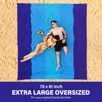 Famstar Beach Blanket Oversized Extra Large 78 X 81,Waterproof Sandproof Beach Blanket 1-7 Adults Lightweight Durable For Travel