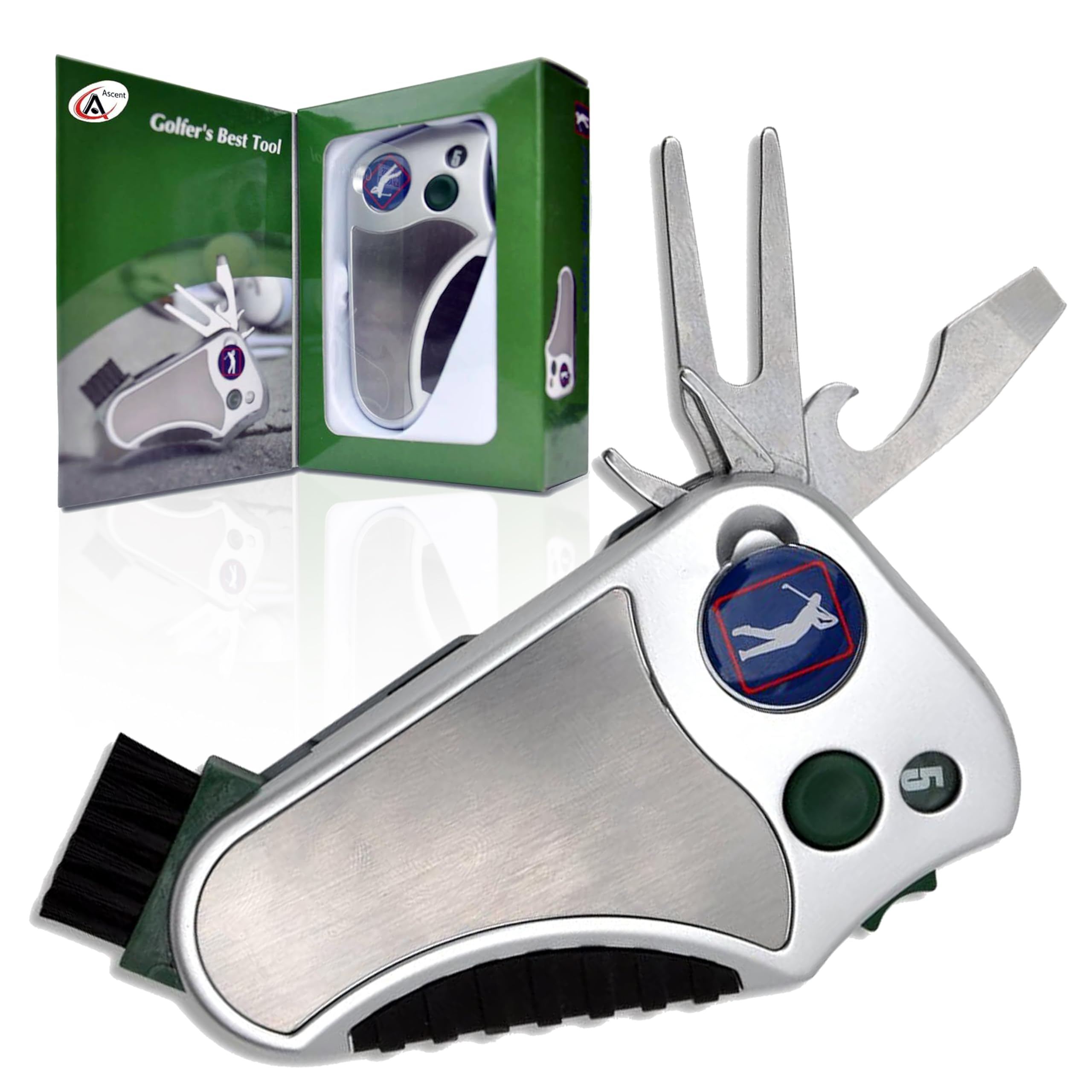 Golfers Best Tool - 6-in-1 Golf Multitool for Men & Women | Stroke Counter, Divot Repair, Brush, Ball Marker, Cleat Tightener, 