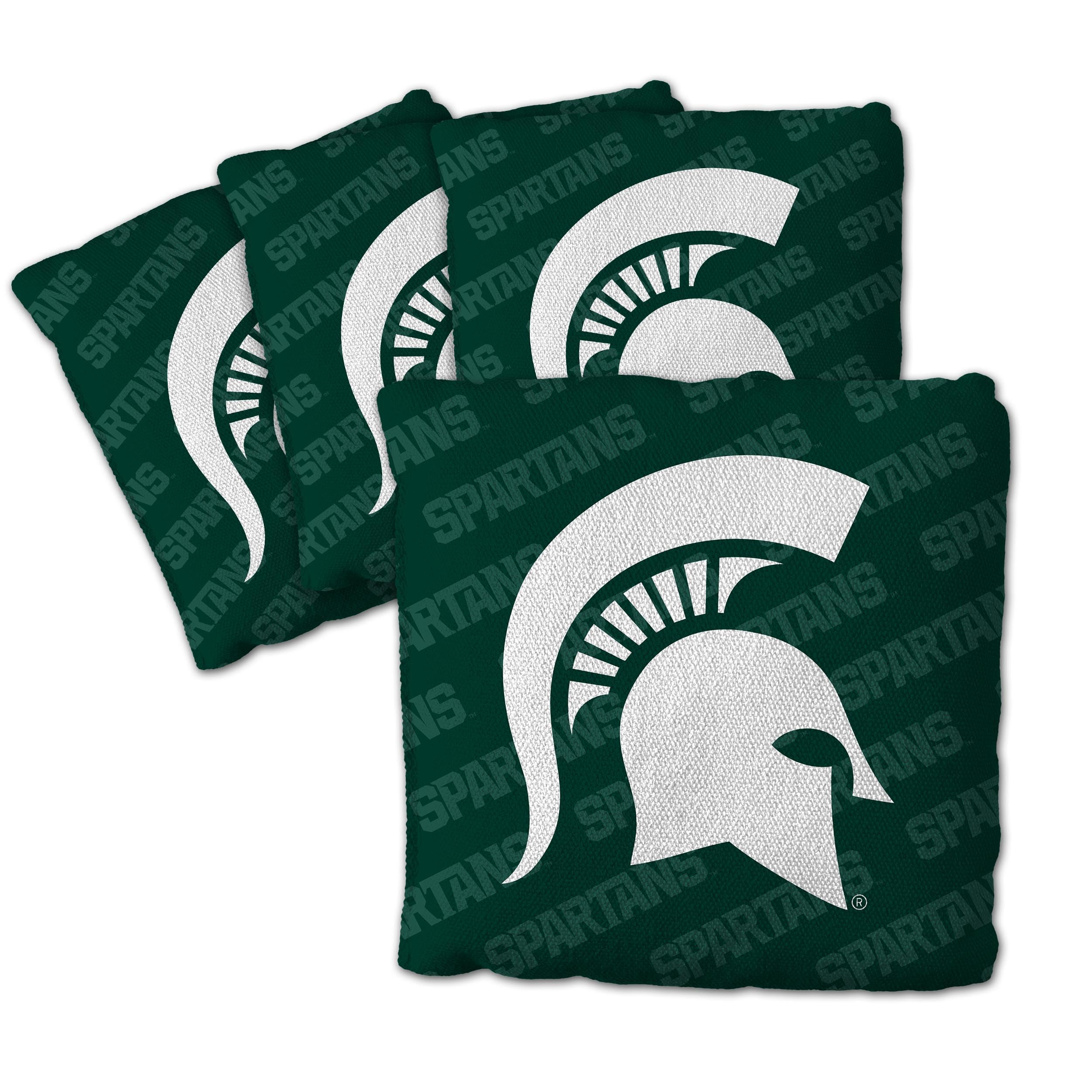YouTheFan Officially-Licensed NCAA Michigan State Spartans Set of 4 Cornhole Bags - All Weather Regulation 6    x 6    Size - 16