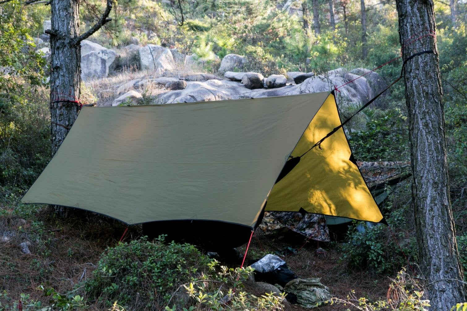 Onetigris Bulwark Camping Tarp, 100% Waterproof Bushcraft Shelter, Lightweight Hammock Rain Fly Portable Anti Uv Large 12.8Ft X