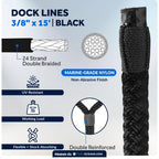 Five Oceans Boat Fenders Complete Set - Includes 4-Pack 4.5 X 16-Inch, White - Boat Bumpers Clips, Dock Lines 3/8'' X 15' - 4 Ro