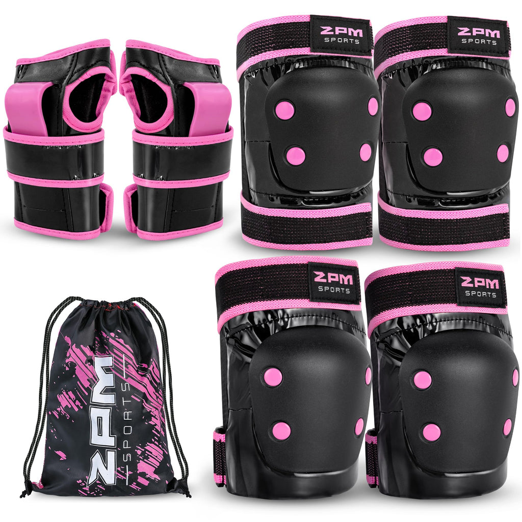 2Pm Sports Knee Pads For Women, Wrist Guards Knee And Elbow Pads Set With Drawstring Bag, Protective Gear Set For Girls Kids Rol