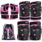 2Pm Sports Knee Pads For Women, Wrist Guards Knee And Elbow Pads Set With Drawstring Bag, Protective Gear Set For Girls Kids Rol