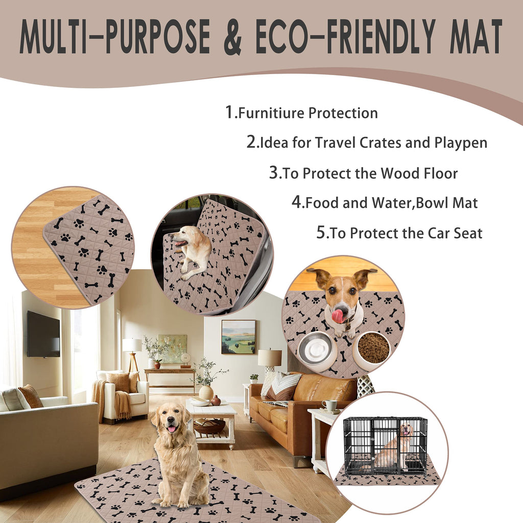 Nanbowang Dog Crate Pee Pads - Wahable Dog Rugs Non-Slip Puppy Pads For Small Dogs, Water Absorb Training Pads (2030 Beige)
