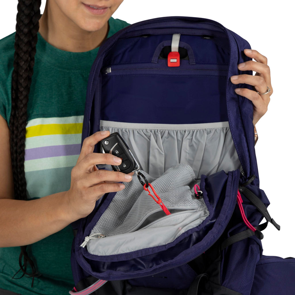 Osprey Tempest 11L Womens Lightweight Hiking Backpack - Small Daypack for Travel & Camping, Deep Fig/Hotspot Pink