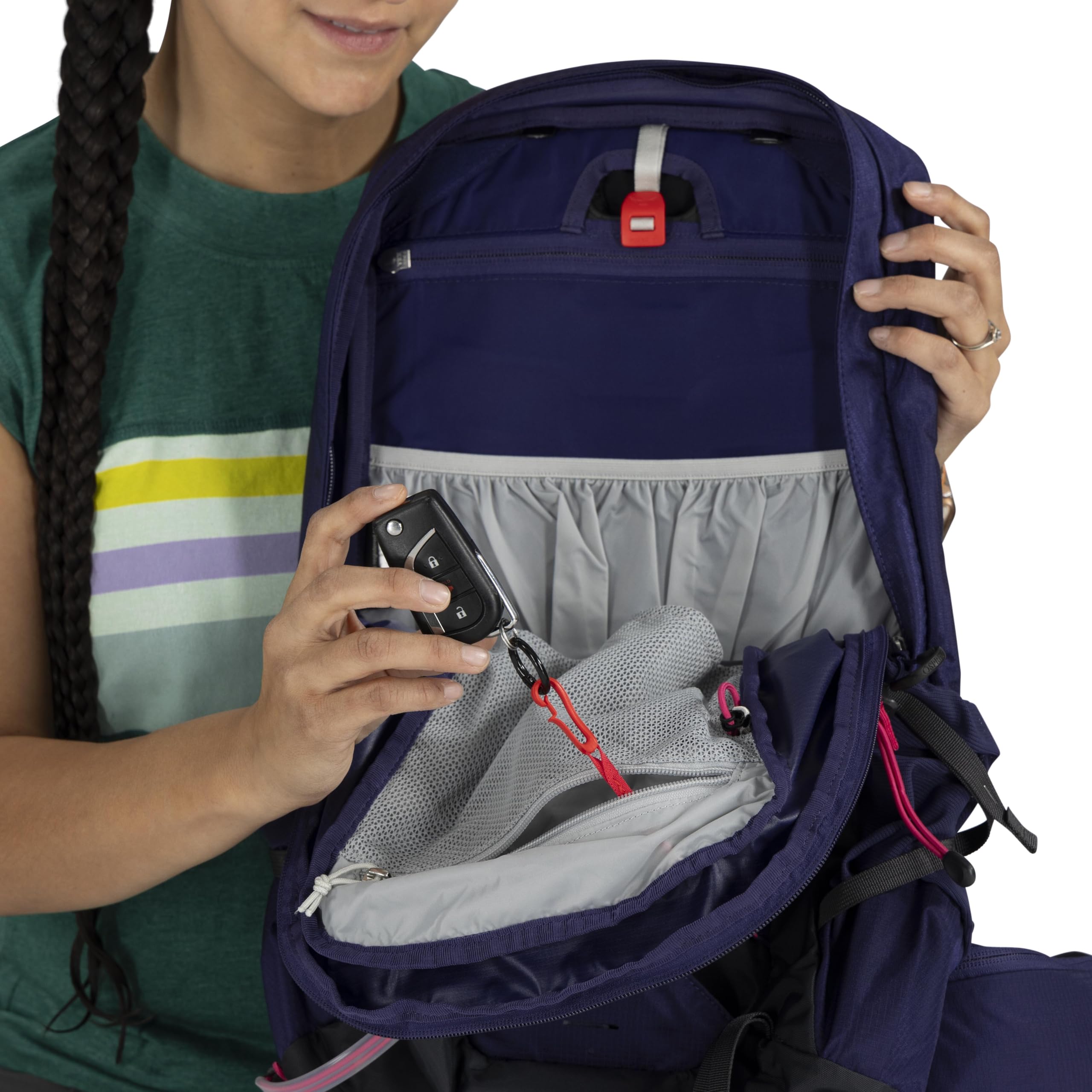 Osprey Tempest 11L Womens Lightweight Hiking Backpack - Small Daypack for Travel & Camping, Deep Fig/Hotspot Pink