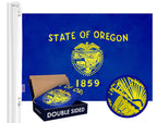 G128 Oregon State Flag  3X5 Ft  Double Toughweave Series Double Sided Embroidered 210D Polyester  Embroidered Design, Indooroutd