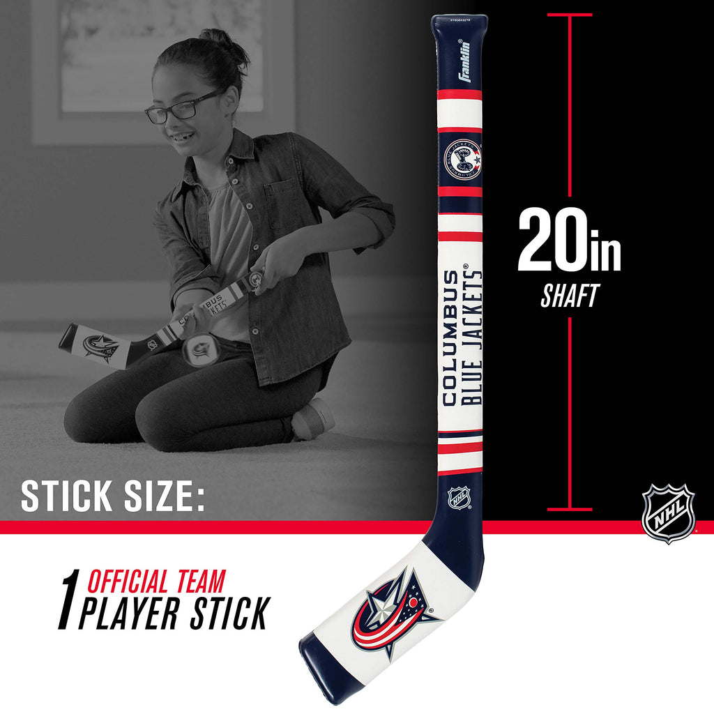 Franklin Sports Columbus Blue Jackets Nhl Mini Soft Hockey Stick Set - Nhl Team Soft Foam Mini Hockey Stick And Ball Set - Great