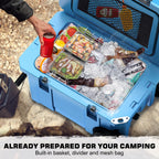 55 Quart Cooler With Wheels, Ice Chests Portable Camping Cooler Holds Ice Up To 6 Days, Leak-Proof Outdoor Insulated Cooler With