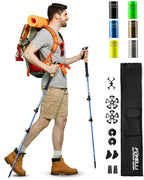Foxelli Trekking Poles  2-Pc Pack Collapsible Lightweight Hiking Poles, Strong Aircraft Aluminum Adjustable Walking Sticks With