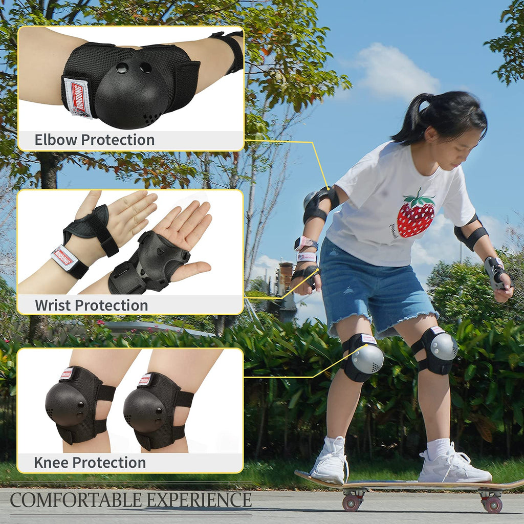 Knee Pads For Kids Protective Gear Set Knee Pads For Kids 3 In 1 Toddler Knee And Elbow Pads With Wrist Guards For 3-15 Years Ch