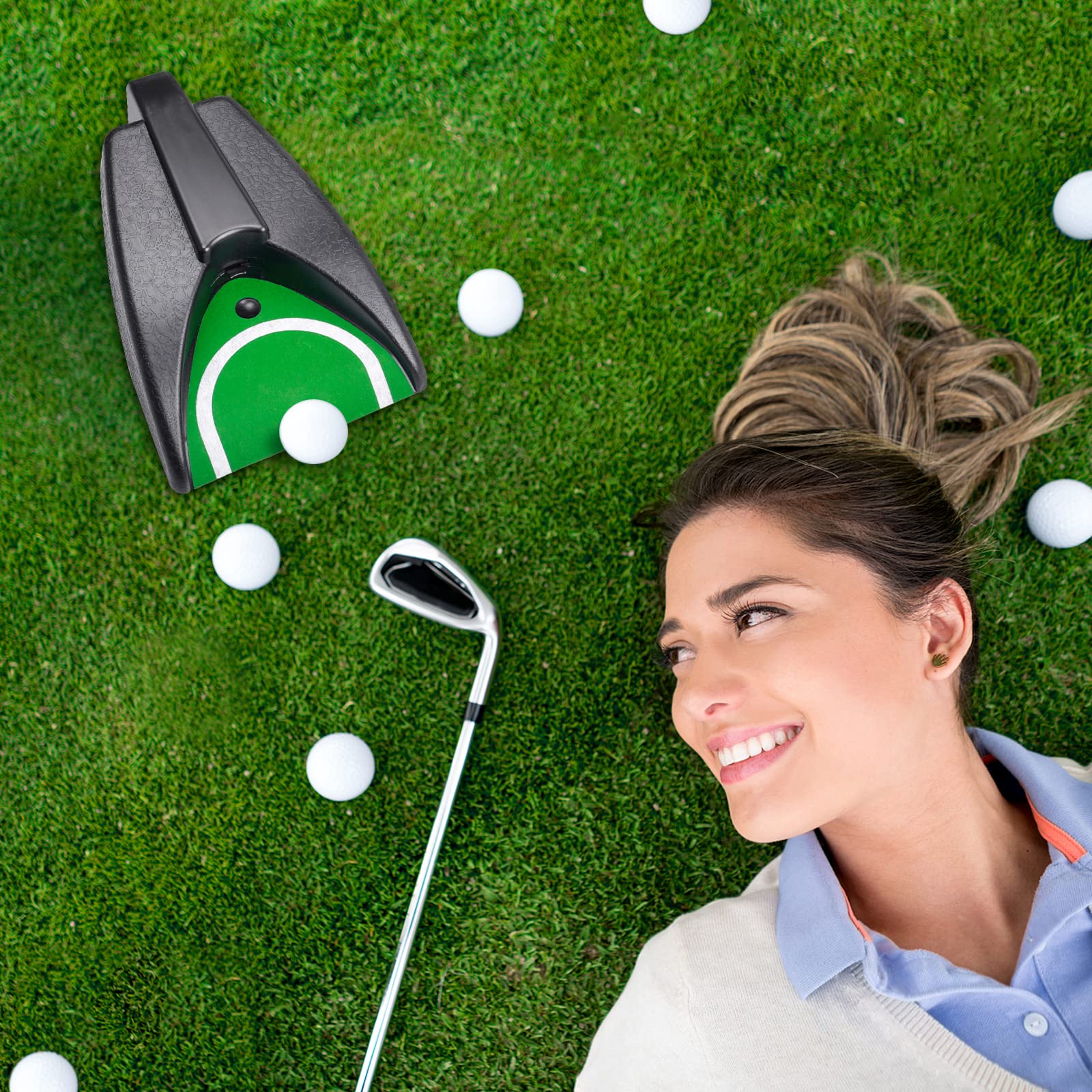 Golf Automatic Putting Machine, Golf Practice Putting Hole Auto Returning Golf Cup Training Aid, Putting Returner For Indoor Out