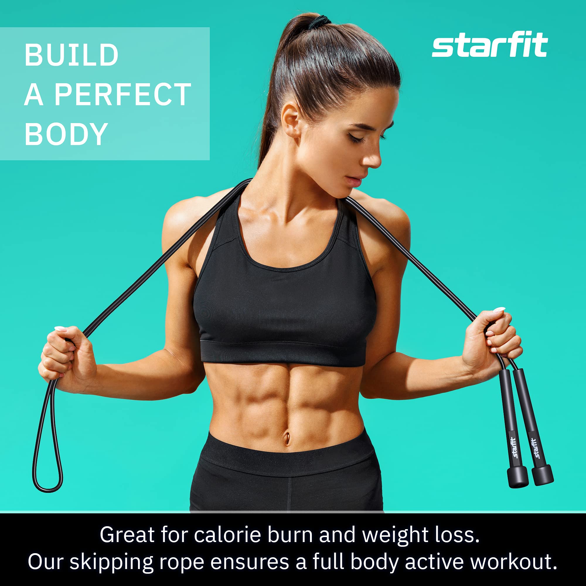 Starfit Lightweight Jump Rope 2Pcs For Fitness And Exercise - Adjustable Jump Ropes With Plastic Handles - Tangle-Free Skipping