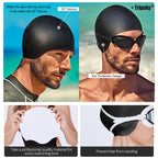 Tripsky Silicone Swim Cap For Long Hair, Swimming Cap For Women Men Teenagers, Stereoscopic Pattern Bathing Cap Ideal For Curly