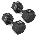 CAP Barbell 30 LB Cast Iron Hex Dumbbell Hand Weight - Pair | Black
