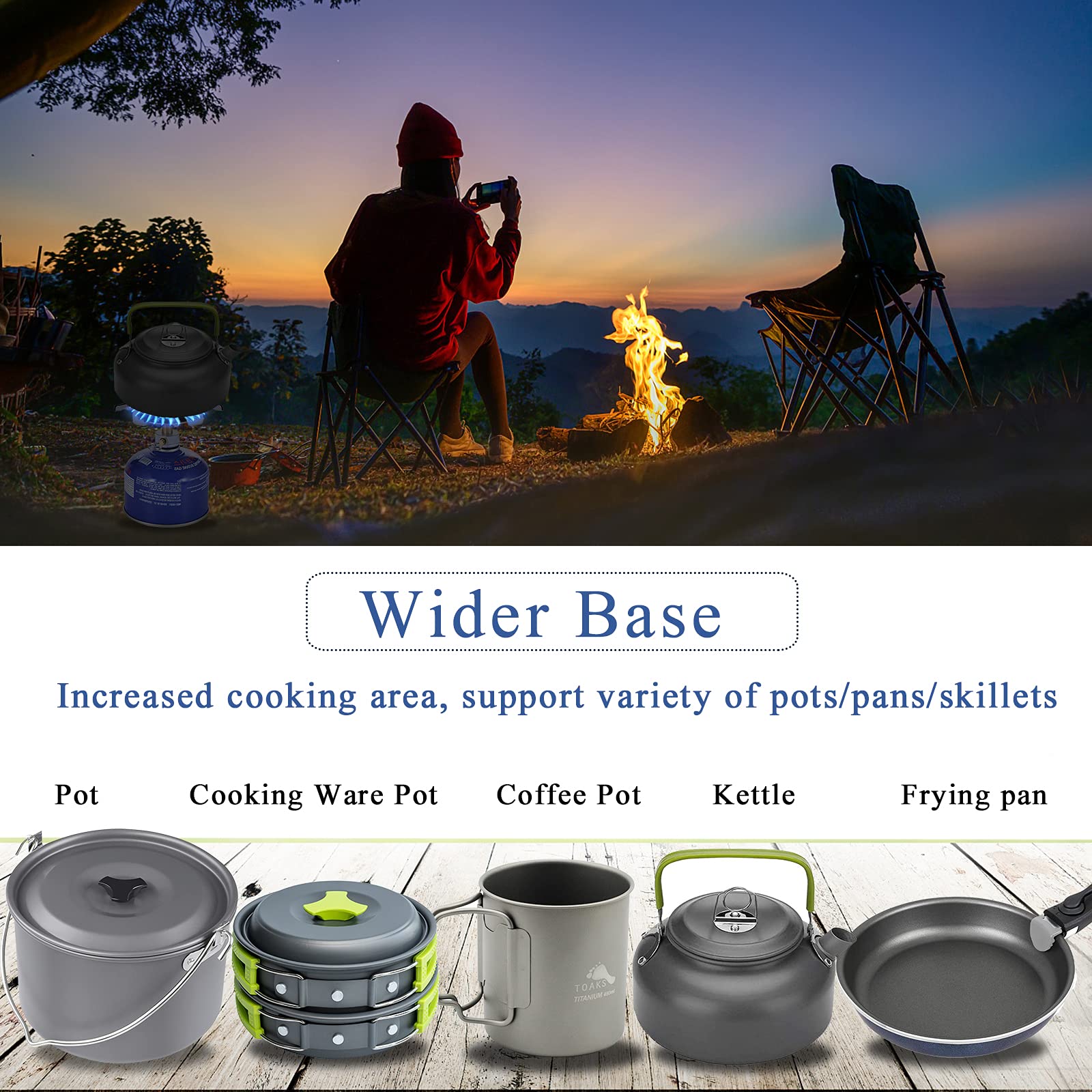 Caudblor Portable Camping Stove Burner, Small Backpacking Stoves With Butane Adapter, Lightweight Hiking Stove With Carrying Cas