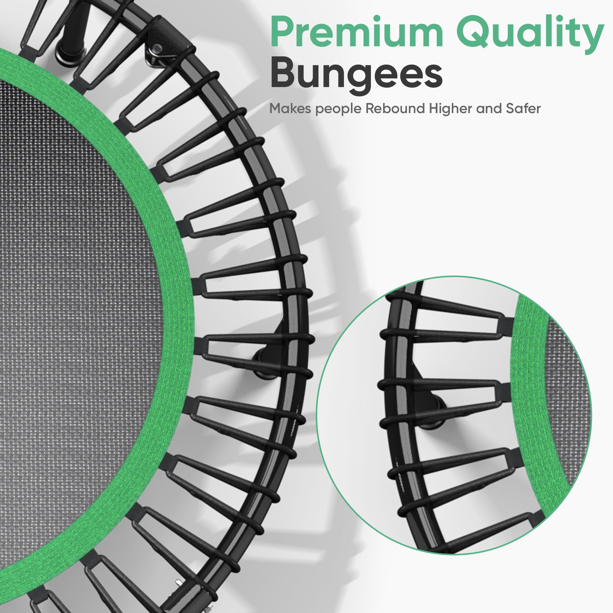 Hyd-Parts 40 Foldable Fitness Trampoline For Adults With 32 Bungee Cords 450Lbs, Portable Exercise Mini Trampoline, Small Reboun