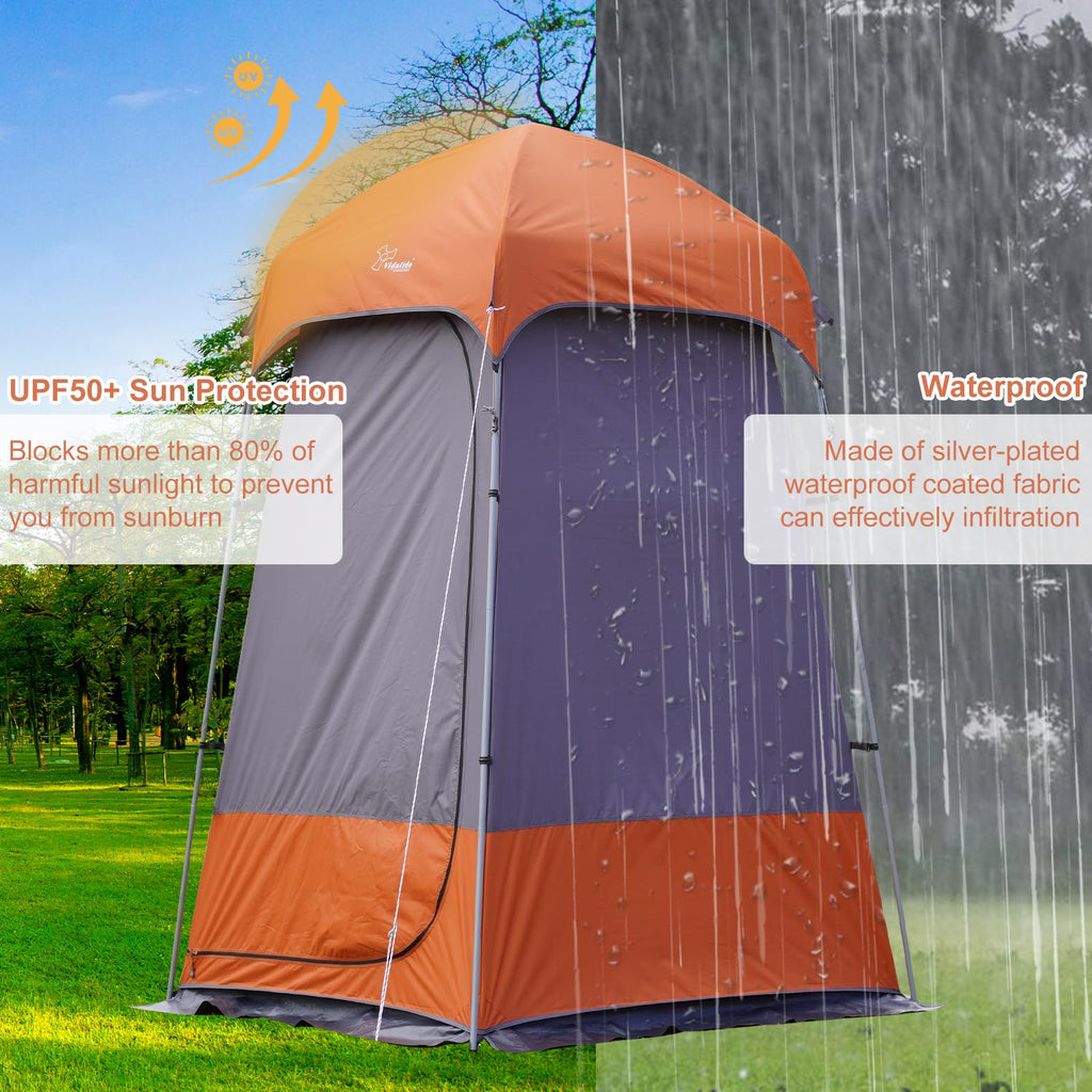 Outdoor Shower Tent Changing Room Privacy Portable Camping Shelters (Gray Orange)