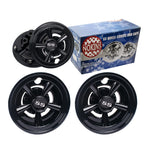 Nokins Golf Cart Ss Wheel Covers Hub Caps For Most Golf Carts 8 Inch(Set Of 4) Chrome Finish, Classic Ss 5-Spoke Style (Black)