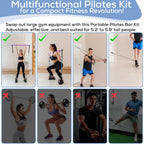 Upgraded Pilates Bar Kit -39    Adjustable Exercise Equipment For Men, Women With 6X 20, 30, 40 Lbs Resistance Bands With Adjust