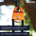 Fusion Climb Mirco Aluminum Side Swing Pulley, Single Pulley 20Kn For Backyard Zipline, Trolly, Swing Pulley, Climbing Rescue, R