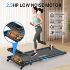 Modida 2-In-1 Under Desk Treadmill, Foldable Walking Pad For Home Office, Portable Electric Treadmill With Remote Control & Led