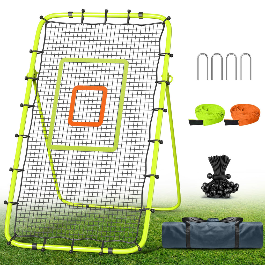 7x4 Ft Volleyball Rebounder Net with Portable Travel Bag, 5-Angle Adjustable Rebounder Net for Practicing Digging, Setting, Spik