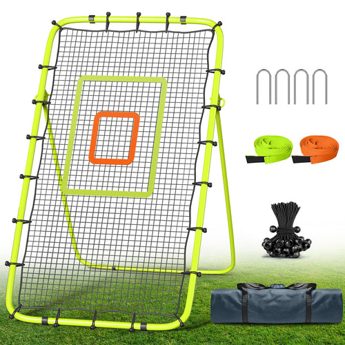 7x4 Ft Volleyball Rebounder Net with Portable Travel Bag, 5-Angle Adjustable Rebounder Net for Practicing Digging, Setting, Spik