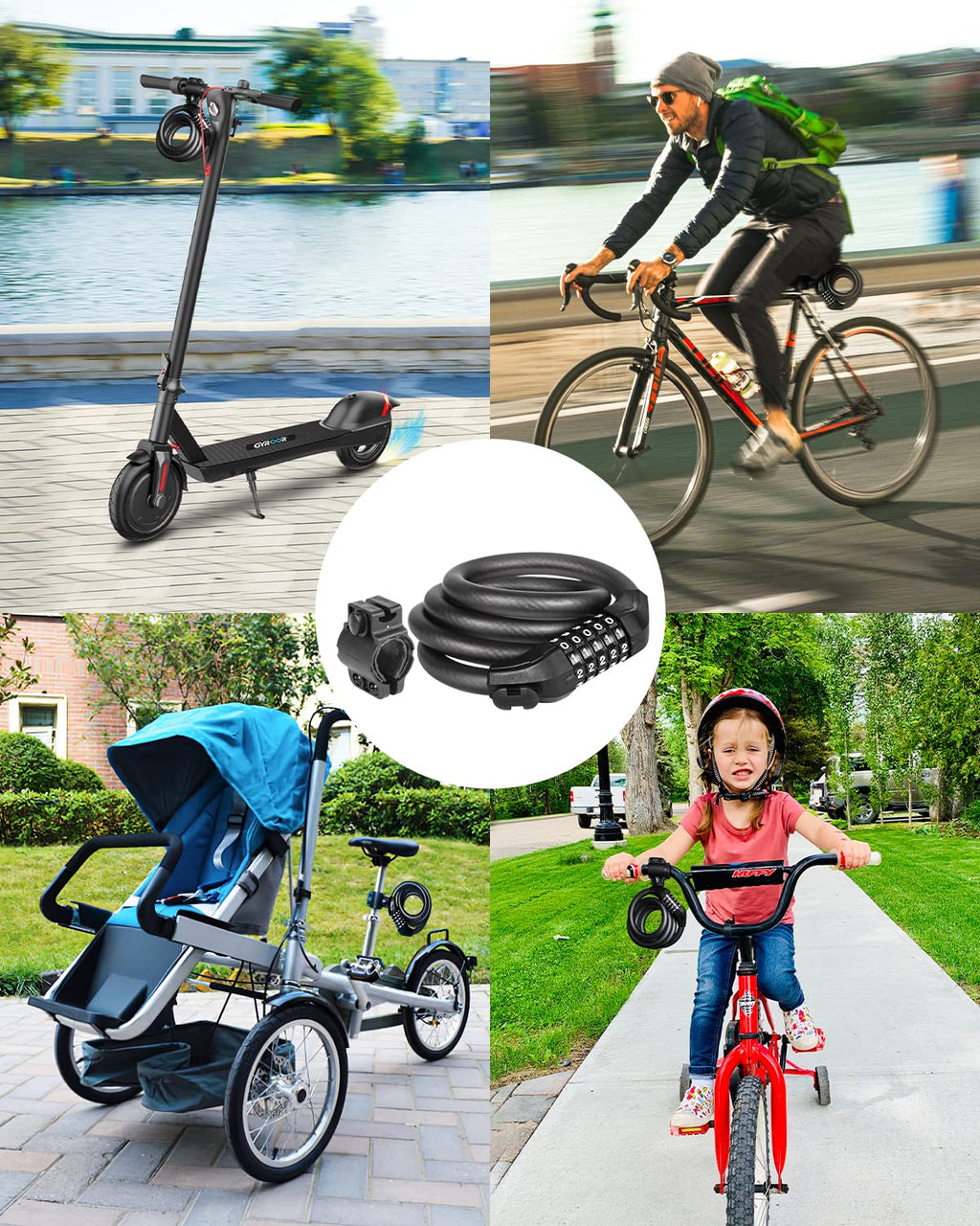 Keystp Bike Lock Cable, Up To 15Mm Thicker Steel Cable, High Security 5-Digit Resettable Combination Bicycle Lock Anti-Theft, Sc