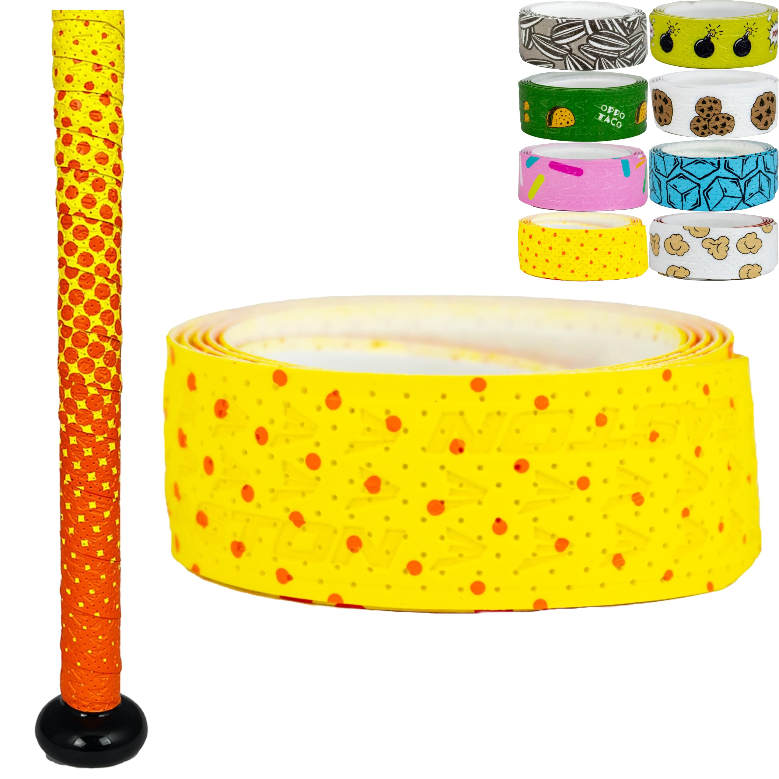 Easton | 1.10mm Flow Tack Bat Grip | Baseball / Softball | Orange & Yellow Pixel