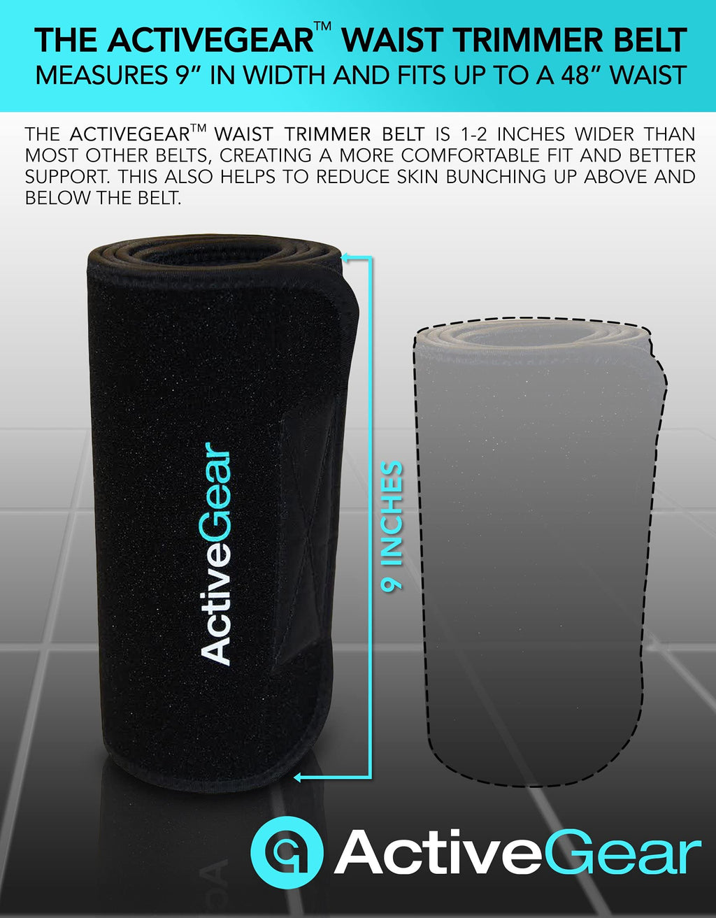 ActiveGear Waist Trimmer Belt for Stomach and Back Lumbar Support, Medium: 8 x 42 - Blue