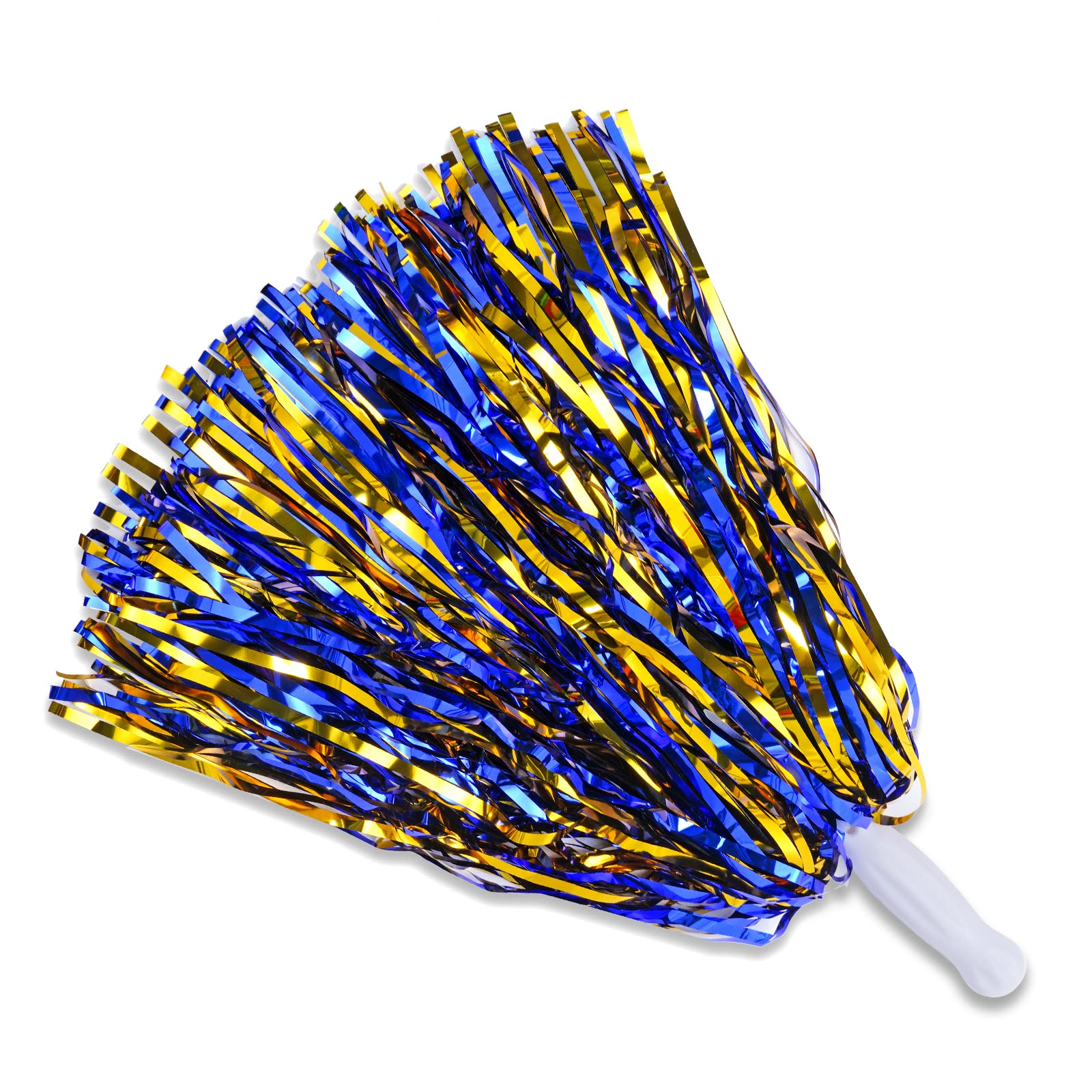 Baotongle 12 Pcs Cheerleading Squad Spirited Fun Poms Pompoms Cheer Costume Accessory For Party Dance Sports (Blue Gold)