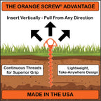 Orange Screw: The Ultimate Ground Anchor  Small Single Tent Stake  Made In Usa