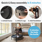 Jumpzylla Fitness Trampoline 40| Foldable Mini Rebounder Trampoline For Adults With Bar | Durable, Quiet, Low-Impact Exercise Eq