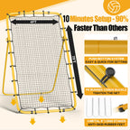 Volleyball Rebounder Net 7x4 Ft with 2 Target Stripes, 5-Angle Adjustable Rebounder Net for Practicing Digging, Setting, Spiking