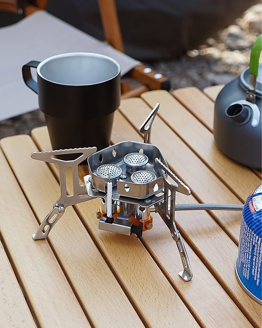 Dzrzvd Windproof Portable Backpacking Stove Burner,Piezo Ignition,Stove Adapter,Safe Pipeline,High-Power,Lightweight,Propane But