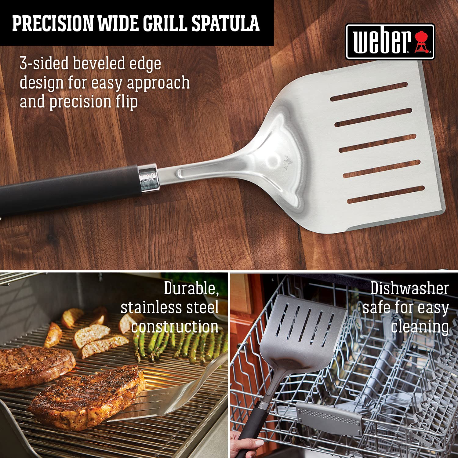 Weber Precision Grill Wide Spatula, Silverblack