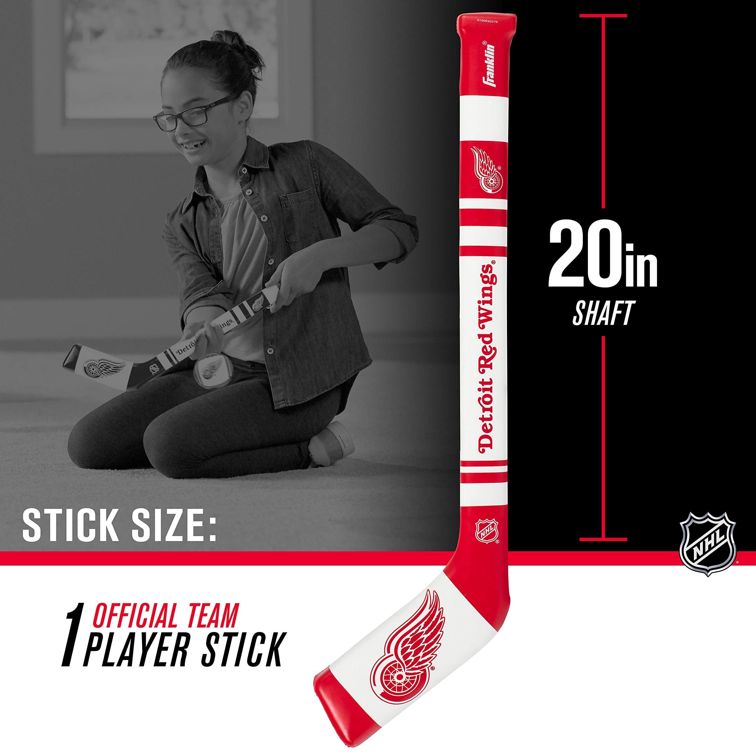 Franklin Sports Detroit Red Wings Nhl Mini Soft Hockey Stick Set - Nhl Team Soft Foam Mini Hockey Stick And Ball Set - Great Toy