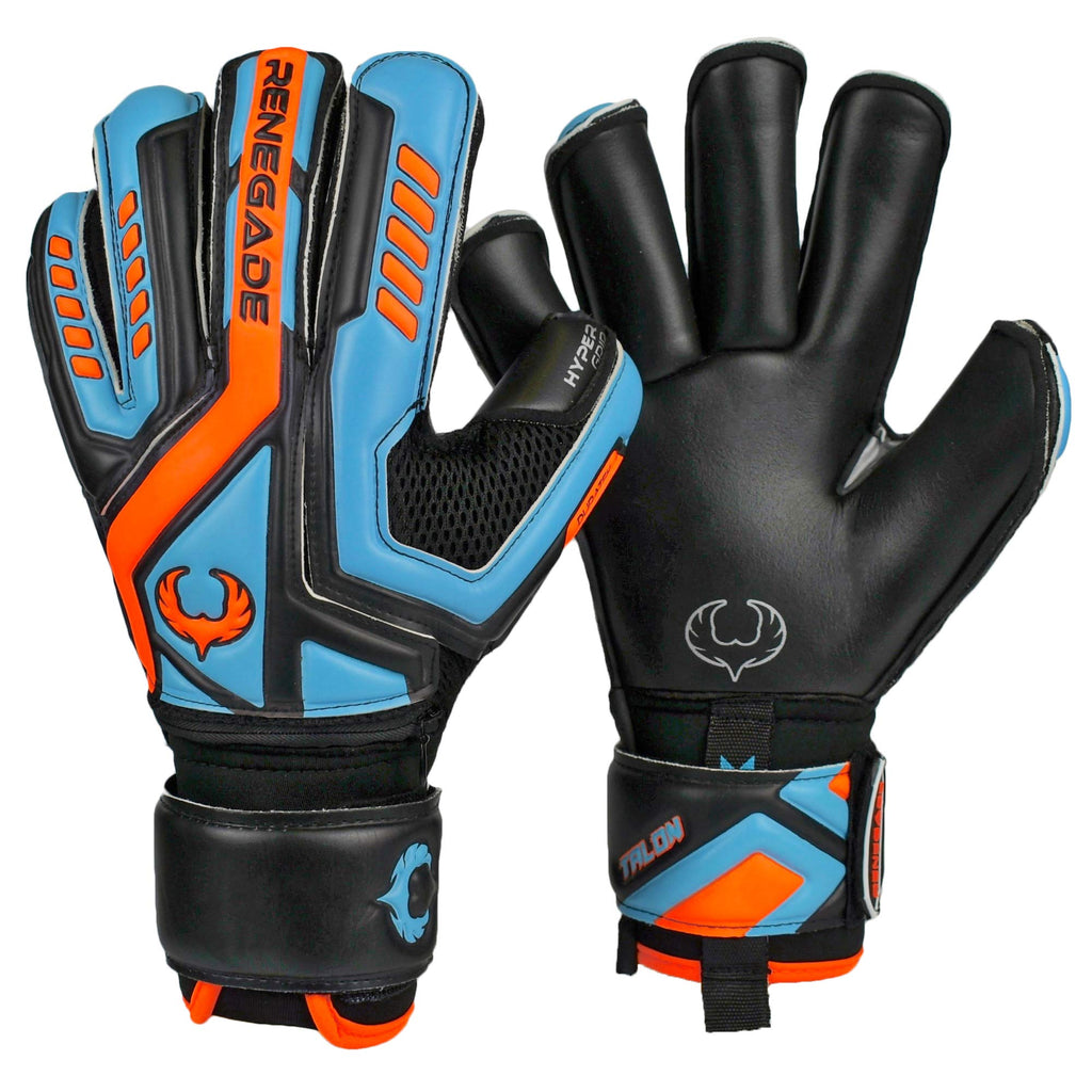 Renegade Gk Talon Cyclone 2 Goalie Gloves With Pro-Tek Fingersaves | 4Mm Hyper Grip & Duratek | Black, Orange, Blue Soccer Goalk