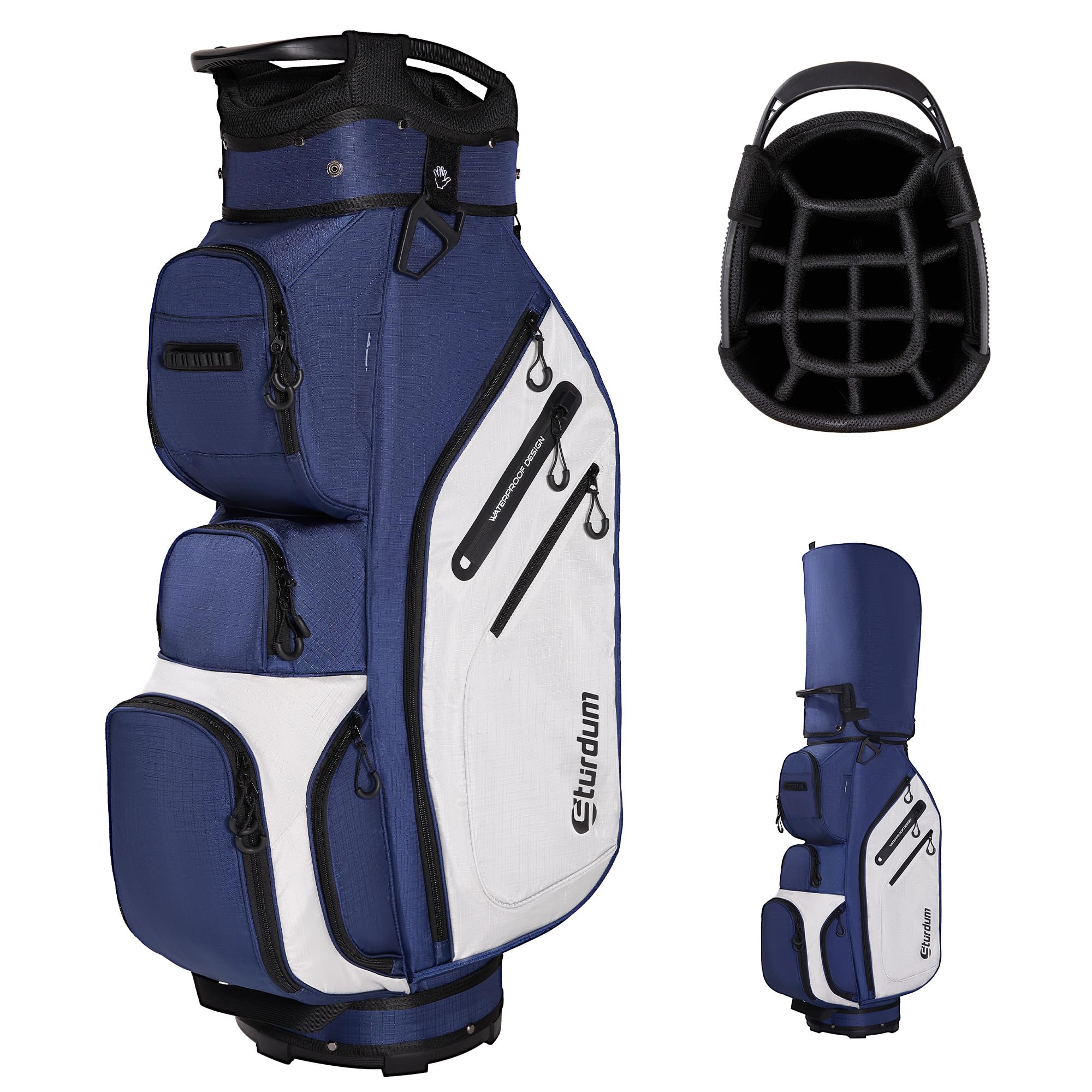 Sturdum Golf Cart Bag 14-Way Organizer Divider, Lightweight 5.5 lbs Golf Club Bags for Men & Women, 10 Pockets with Cooler, Dual