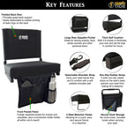 Brawntide Wide Stadium Seat Chair - Extra Thick Padding, 2 Bleacher Hooks, Compact, Light, Shoulder Strap, Carrying Handle, 3 St