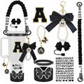 8Pcs Black Stanley Cup Accessories: Silicone Boot, Straw Topper, Charms & Handle Strap. Fits Quencher H2.0 30oz/40oz, IceFlow 20
