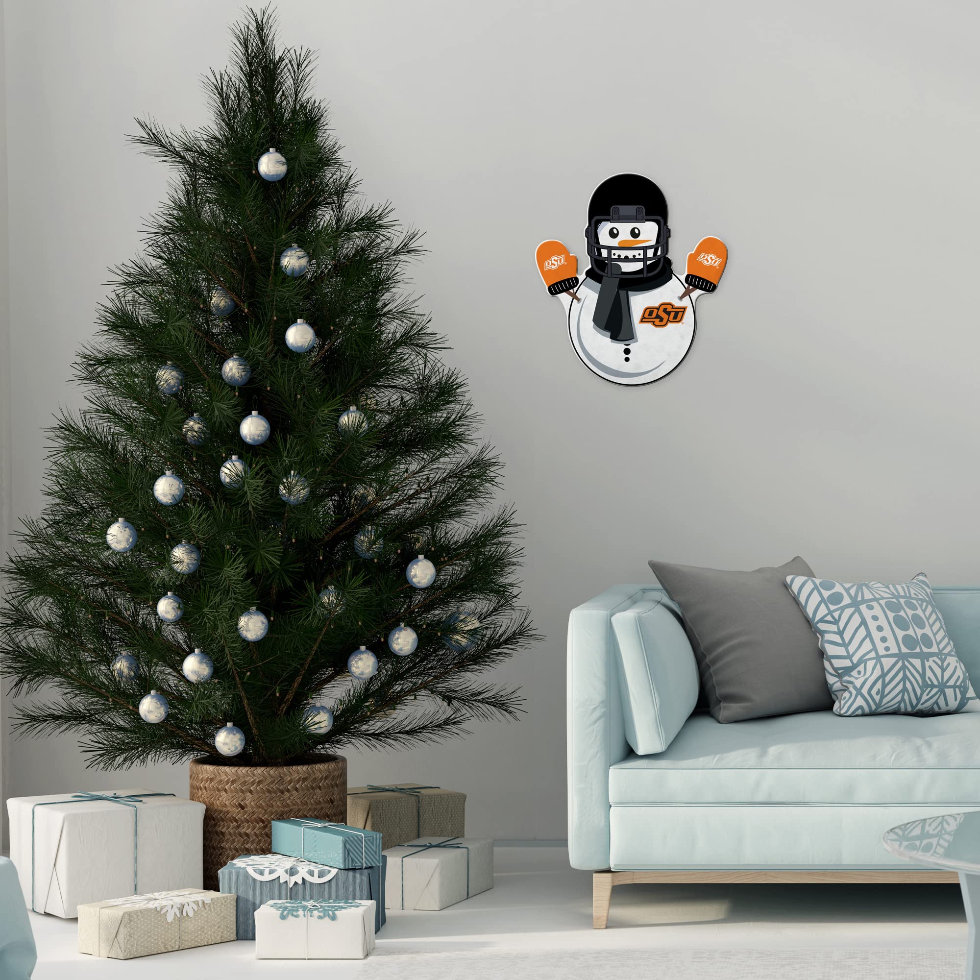 Rico Industries Ncaa Oklahoma State Cowboys Snowman Shape Cut Pennant - Home And Living Room D  Cor - Soft Felt Ez To Hang