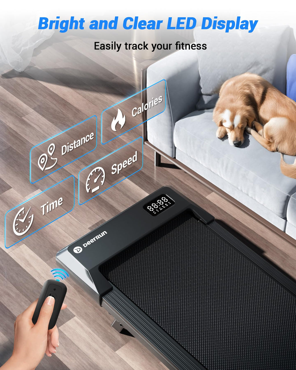 Deerrun 2025 Upgrade Walking Pad - Raceable Smart Under Desk Treadmill With Rewards Program, Quick Setup, 2.5Hp, App/Remote Cont