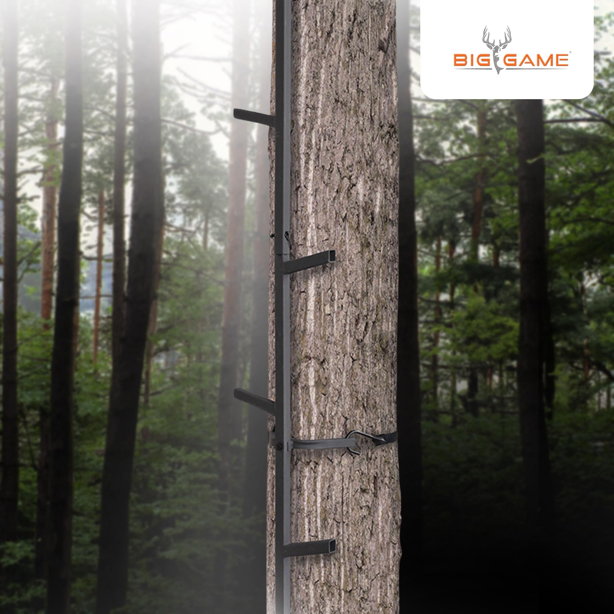Big Game Treestands Quick Stick 20 Foot Steel Climbing Stick Outdoor Tree Ladder System Hunting Accessory With Cam Buckle Straps