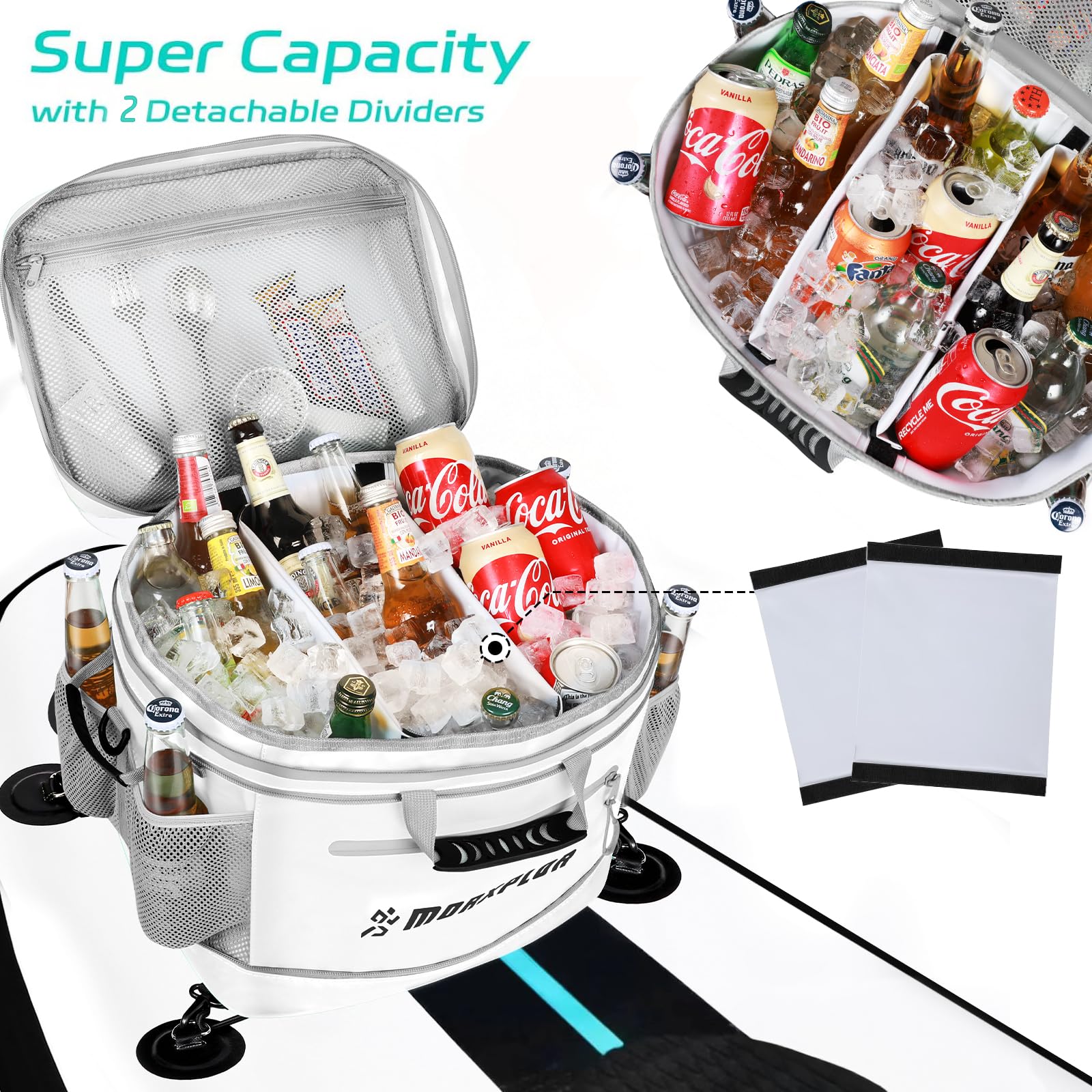 Morxplor Waterproof Pvc Material Paddleboard Cooler Deck Bag - 40 Can Insulated Lunch Box For Paddleboarding, Camping, Kayaking